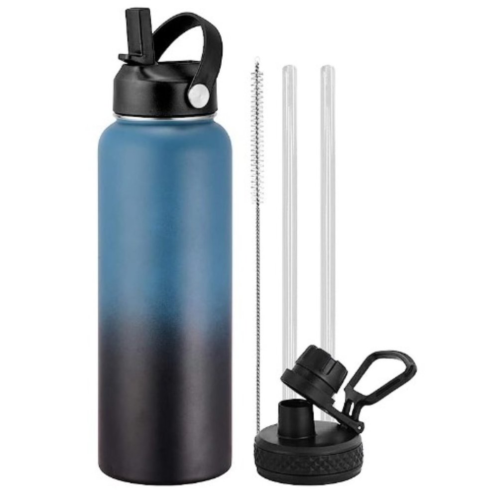 Stainless Steel Water Bottle - Leak Proof w/ 2 Lids